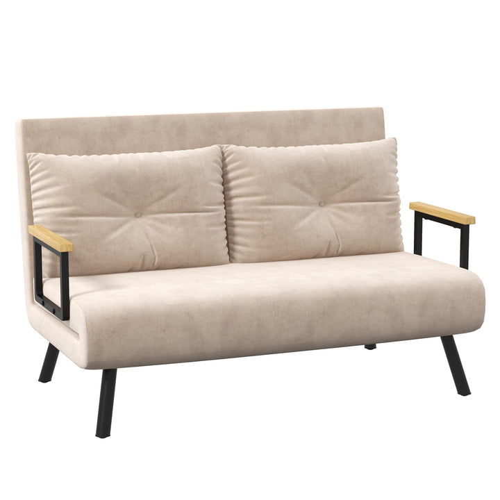 HOMCOM Click Clack Sofa Bed, Convertible 2 Seater Sofa Couch with 2 Cushions, for Living Room, Bedroom, Beige