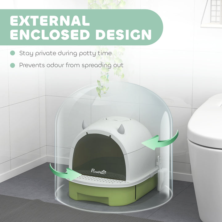 Enclosed Cat Litter Box w/ Pull-Out Drawer, Scoop, Deodorising Bags fo