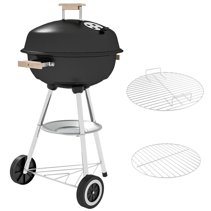 Portable Round Kettle Charcoal Grill BBQ Smoker with Lid Outdoor Heat Control Party Patio Barbecue Garden