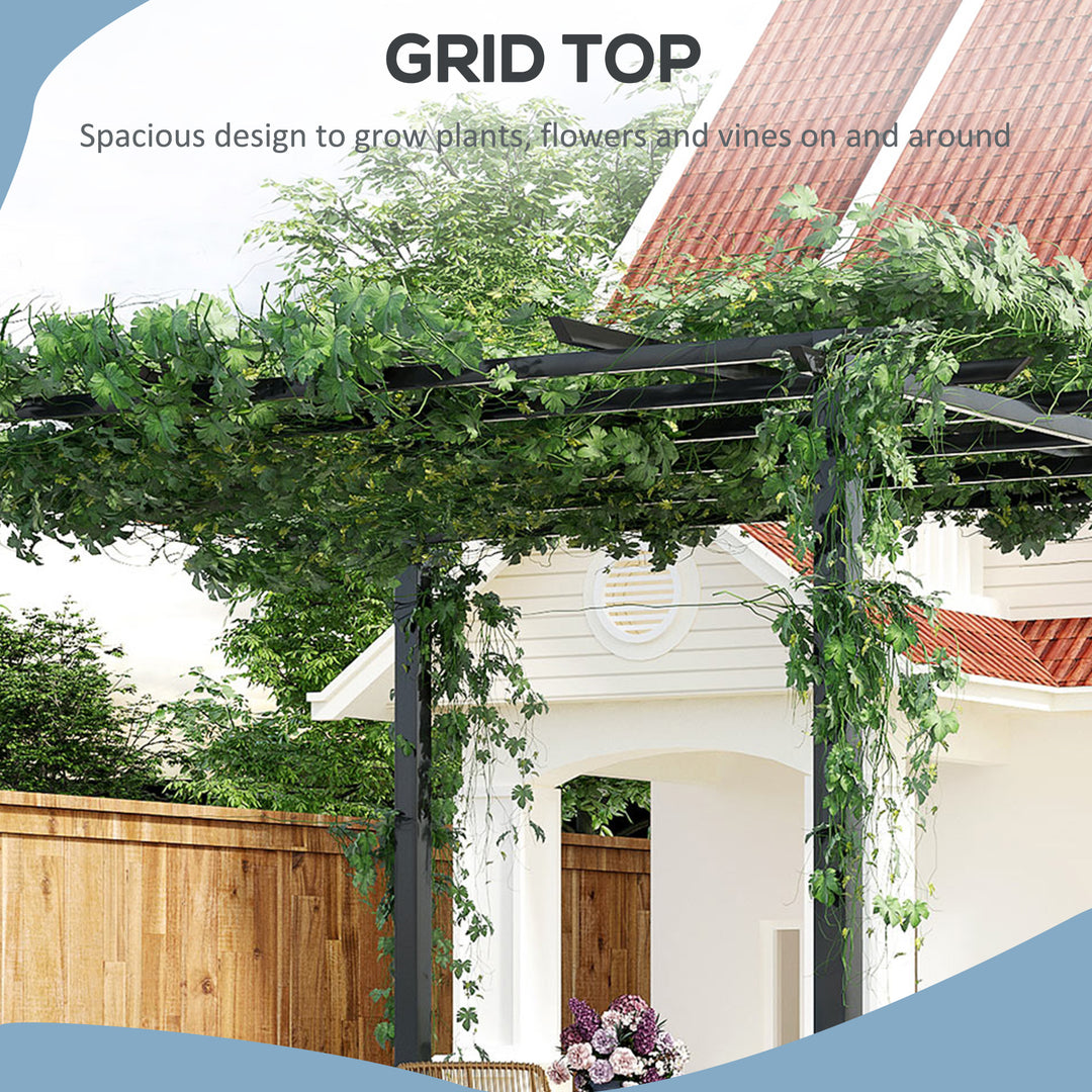 3 x 3 Meter Metal Pergola Garden Gazebo Grape Trellis for Climbing Plants Outdoor Sun Shelter Arbours