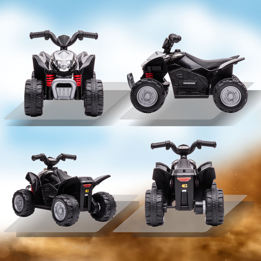 AIYAPLAY Honda Licensed Kids Quad Bike, 6V Electric Ride on Car ATV Toy with LED Light Horn for 1.5-3 Years, Black