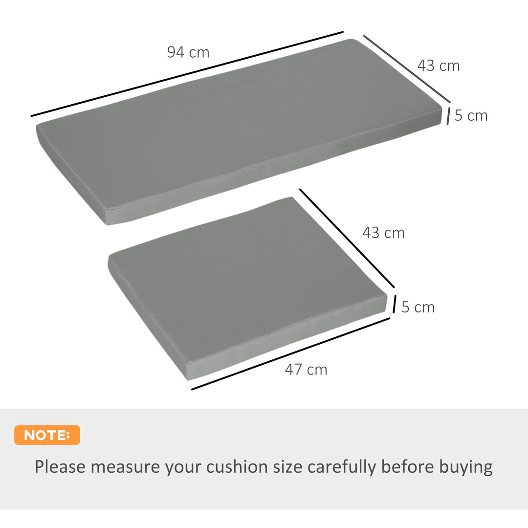 Outsunny Garden Seat Cushion Pads for Rattan Chairs, 3 Piece Patio Furniture Cushions, Dark Grey