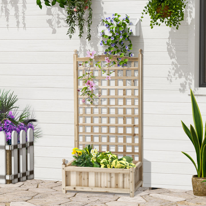 MCL Garden Planters with Trellis for Climbing Vines, Wood Raised Beds for Garden, Flower Pot, Indoor Outdoor, Natural