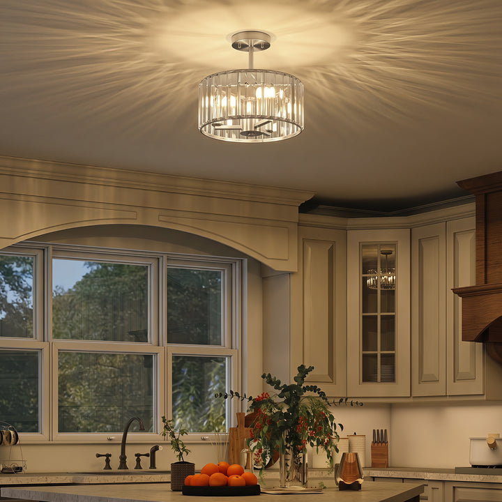 Semi Flush Mount Modern Crystal Chandelier Ceiling Light, Crystal Ceil