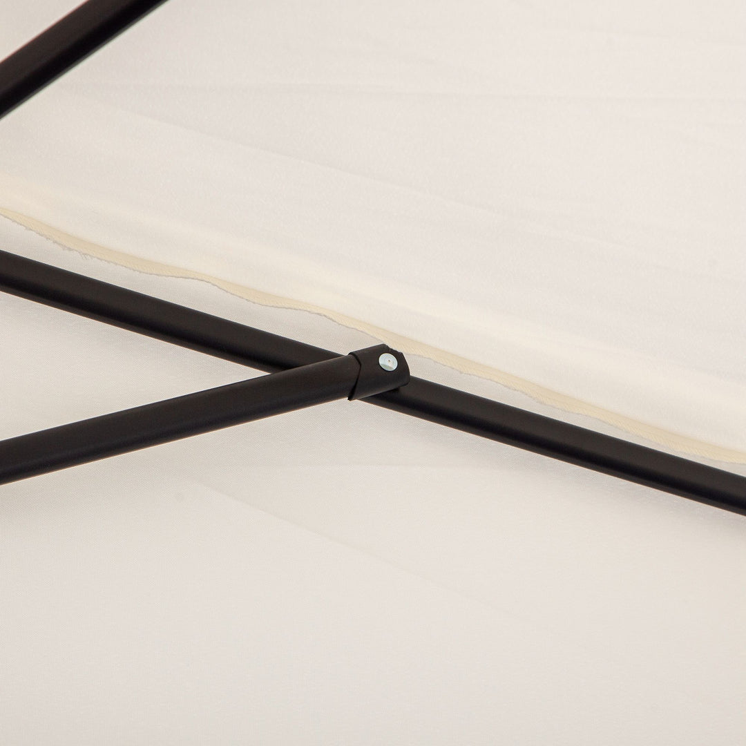 3(m) Half Parasol, Semi Round Umbrella with Metal Frame, Crank Handle for Balcony, Garden, Cream White
