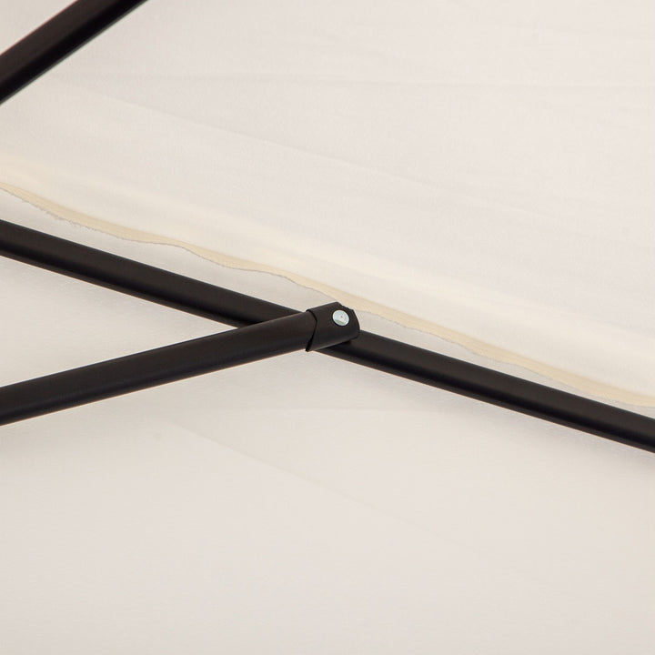 3(m) Half Parasol, Semi Round Umbrella with Metal Frame, Crank Handle for Balcony, Garden, Cream White