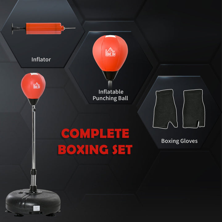 Punching Bag with Stand, 132-158cm Adjustable Height, for Teens, Red/Black