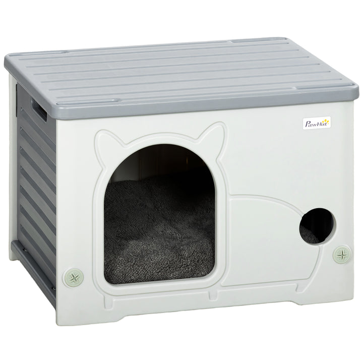 Cat House Stackable Pet Shelter with Removable Cushion for Indoor Outd
