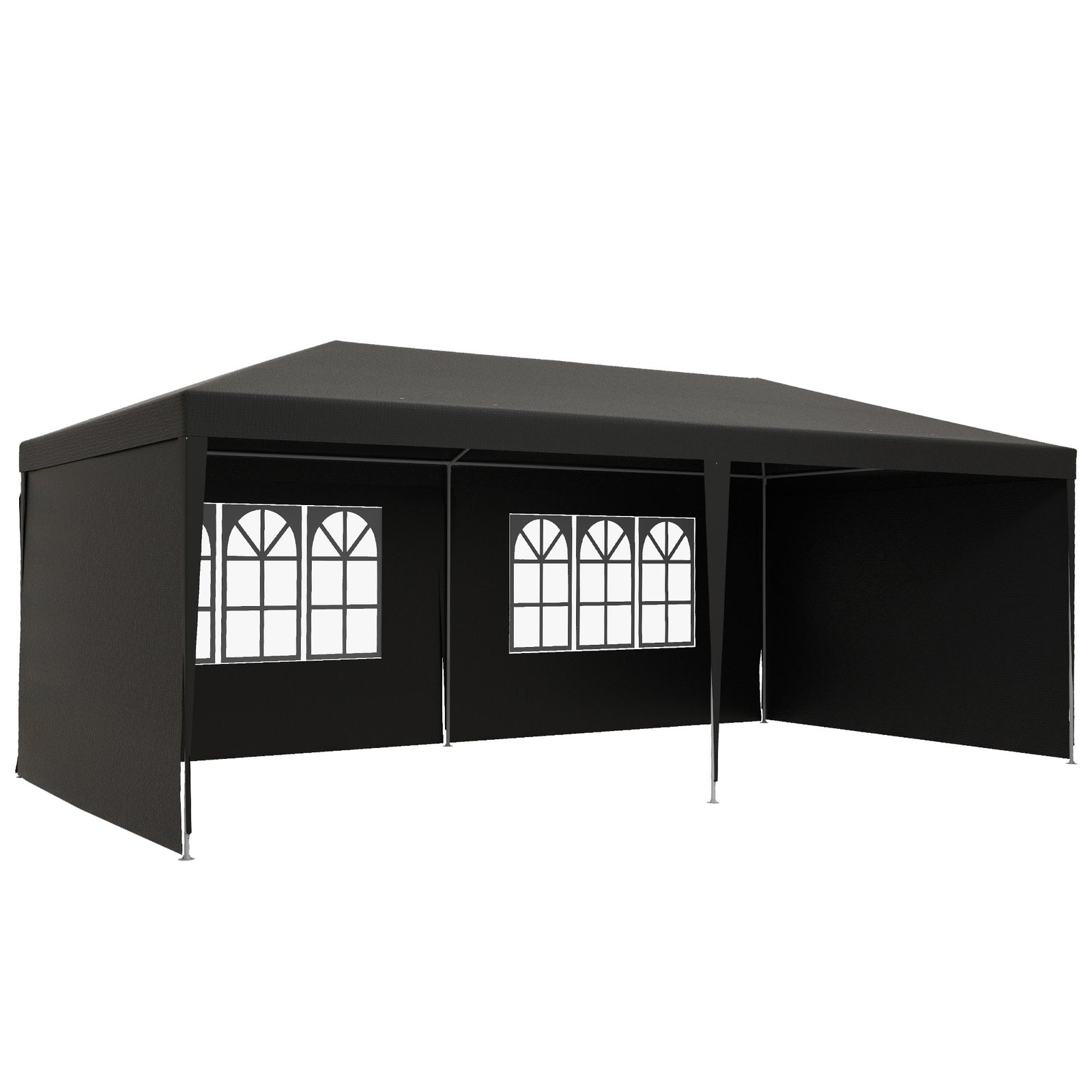 2.95 x 5.83 m Semi-Open Gazebo - Dark Grey
