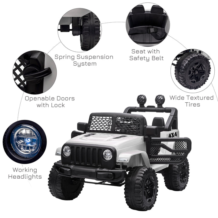 HOMCOM 12V Battery-powered 2 Motors Kids Electric Ride On Car Truck Off-road Toy w/ Parental Remote Control Horn Lights for 3-6 Years Old | Aosom UK