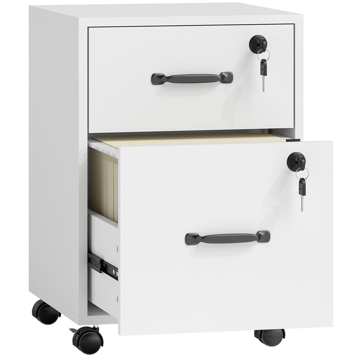 Rolling File Cabinet with 2 Drawers, Mobile Filing Cabinet with Hanging File Folder for Letter Sized Documents