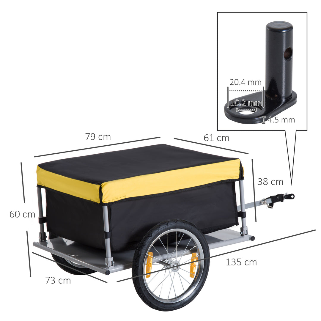 HOMCOM Steel Frame Bike Cargo Trailer Storage Cart and Luggage Trailer with Hitch Yellow