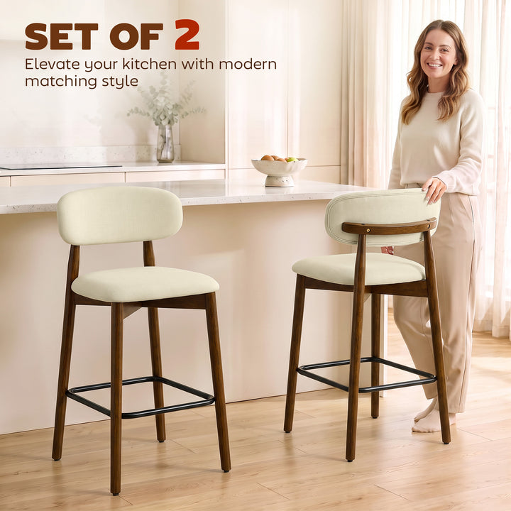 Bar Stools Curved Open Back Padded Seat Footrest Set of 2 for Kitchen - view 4
