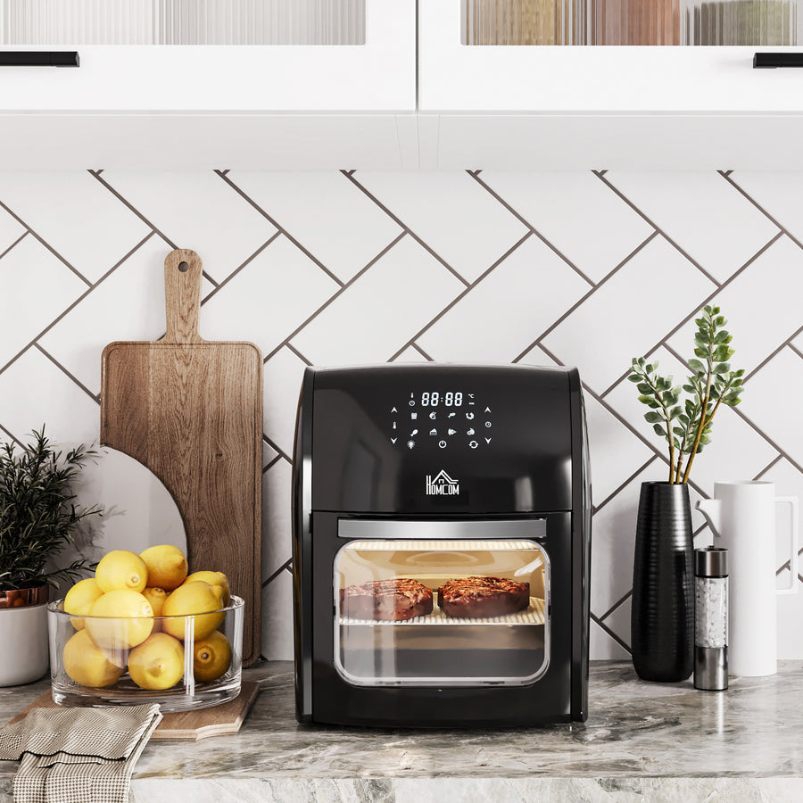 12L 8 in 1 Digital Air Fryer Oven with Roast, Bake, Dehydrate, 8 Preset Modes, Rapid Air Circulation, Timer, Inner Light, Memory Function, 1800W, Dish Wash Accessory, Black