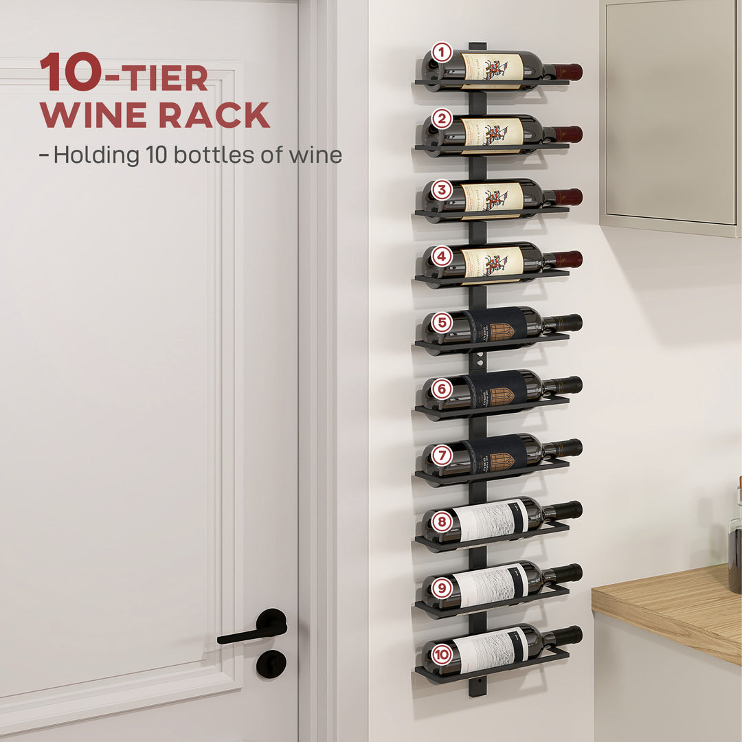Wine Rack, Wall Mounted, 10 Tier Metal Wine Display Rack, Storage Hold