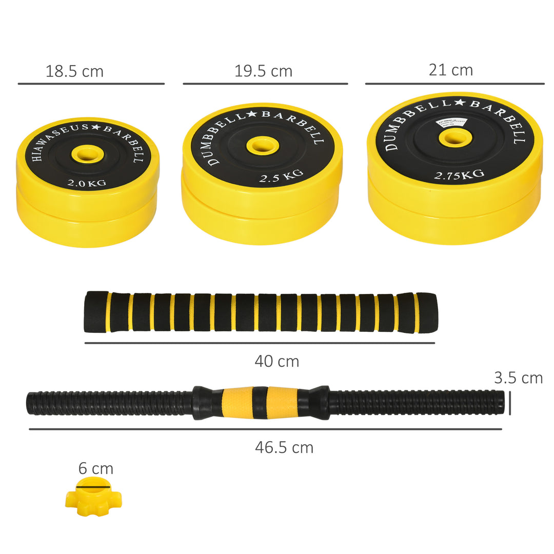 30KG Dumbbell & Barbell Adjustable Set Plate Bar Clamp Rod Home Gym Sports Area Exercise Ergonomic