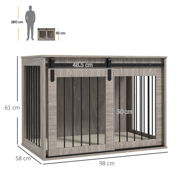 PawHut Dog Crate Furniture with Removable Cushion for Large-Sized Dogs, 100 x 60 x 63 cm, Brown