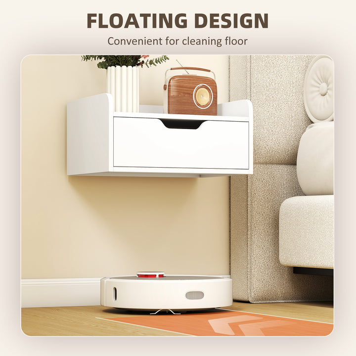 Floating Nightstands Set of 2, Wall Mounted Bedside Table with Drawer 