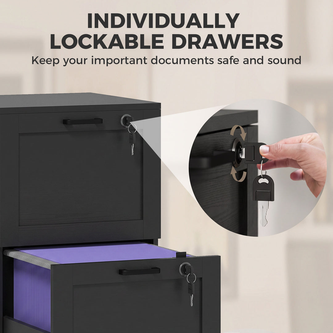 2-Drawer Filing Cabinet with Lock - Black