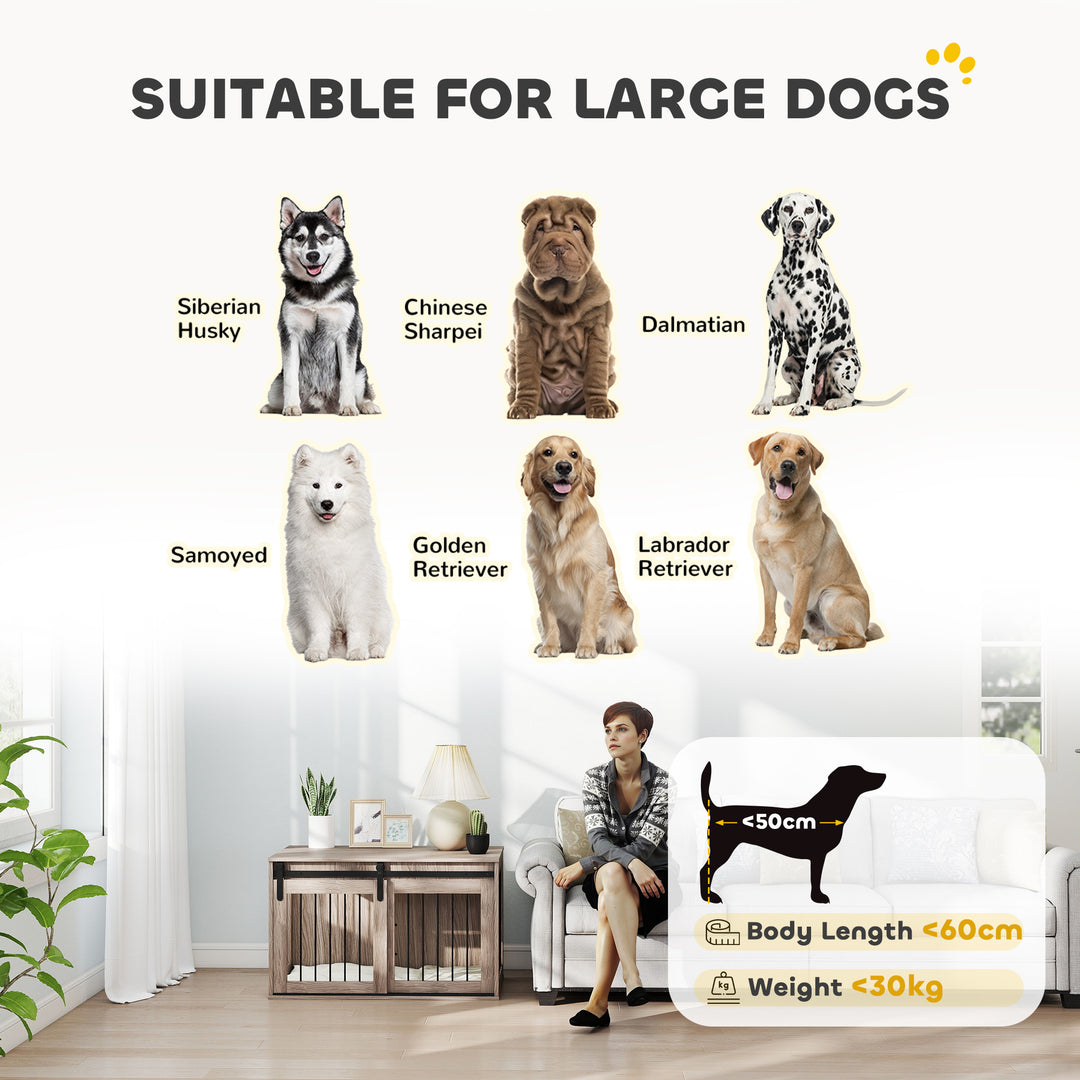 98cm Dog Crate Furniture with Removable Cushion for Large Dogs - Brown