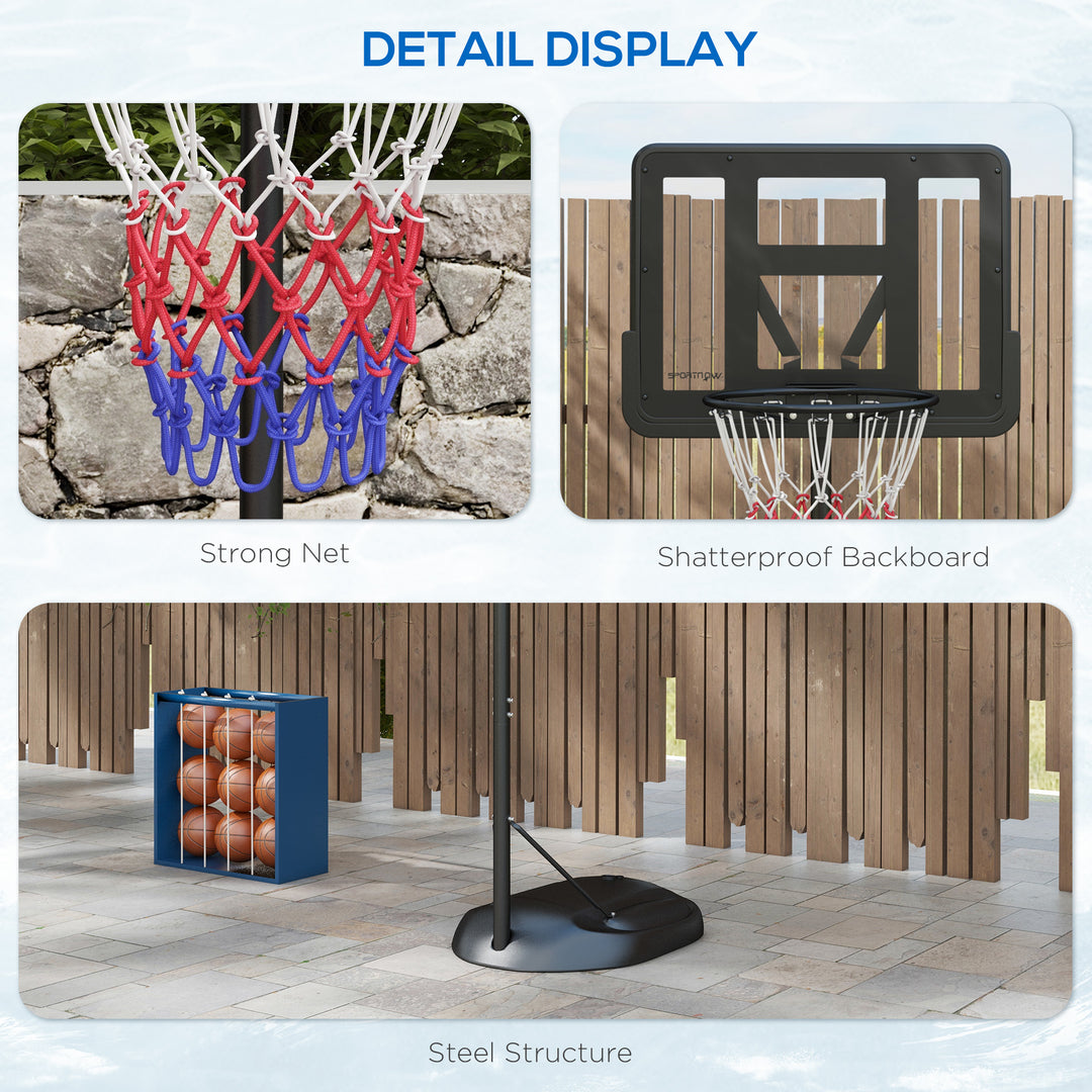 SPORTNOW Height Adjustable Basketball System, Freestanding Basketball Hoop and Stand w/ Wheels, 167-228cm | Aosom UK