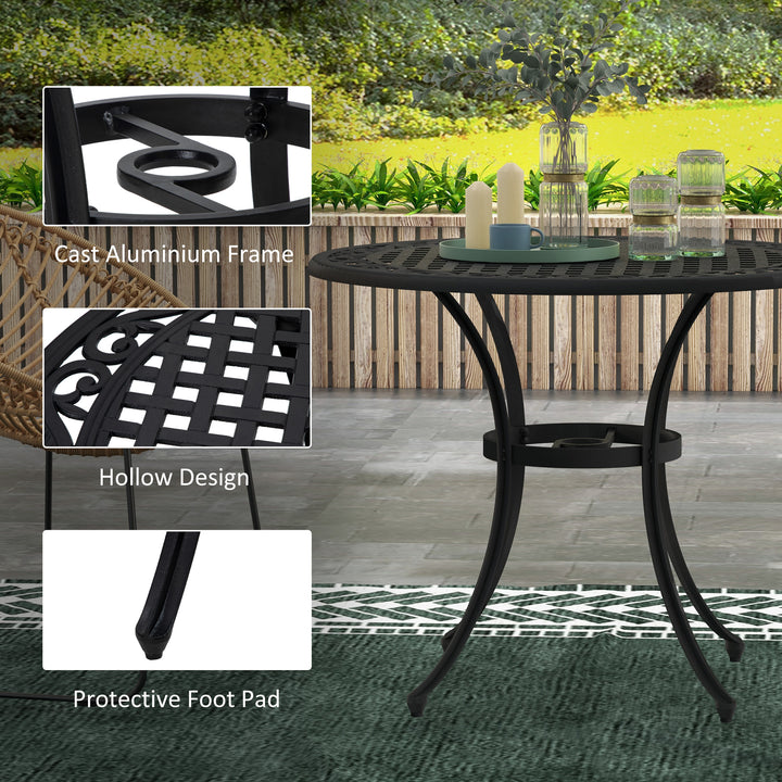 Φ90cm Four-Seated Round Aluminium Garden Table, with Parasol Hole