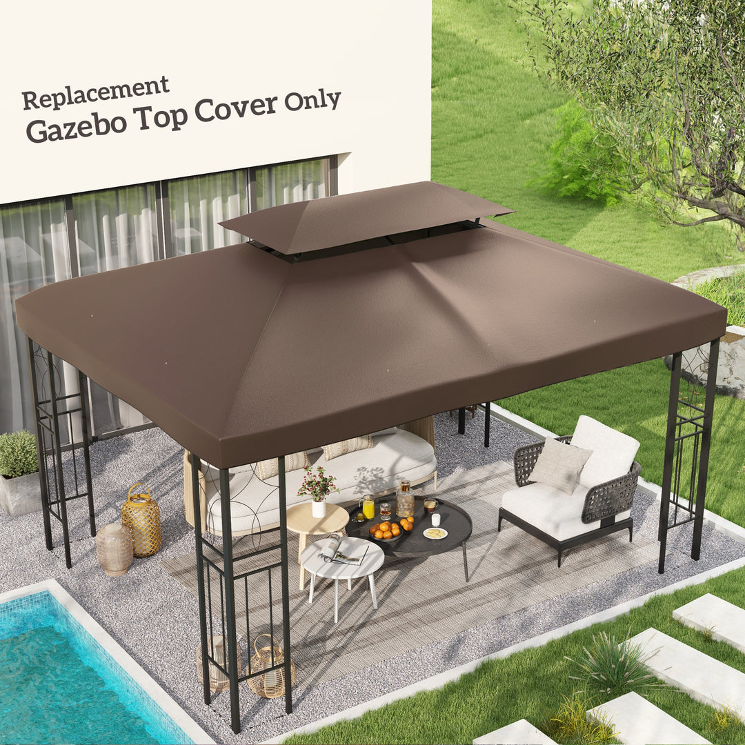 MCL 3x4m Gazebo Replacement Roof Canopy 2 Tier Top UV Cover Garden Patio Outdoor Sun Awning Shelters, Brown  (TOP COVER ONLY)