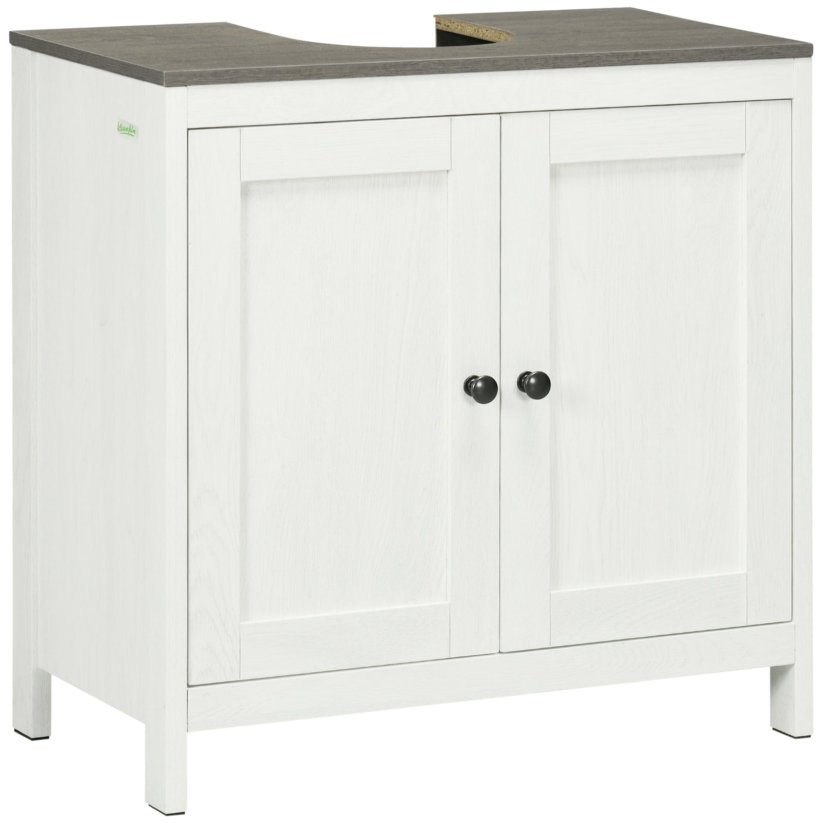 Modern Bathroom Sink Cabinet, Floor Standing Under Sink Cabinet, Freestanding Storage Cupboard with Adjustable Shelf, Double Doors, Antique White