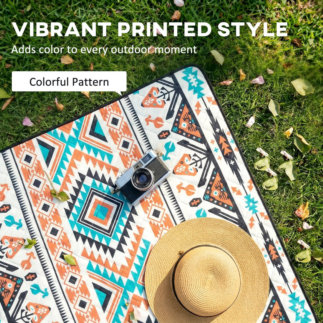 Picnic Blanket, 200x200CM Large Beach Blanket Outdoor Picnic Mat with 