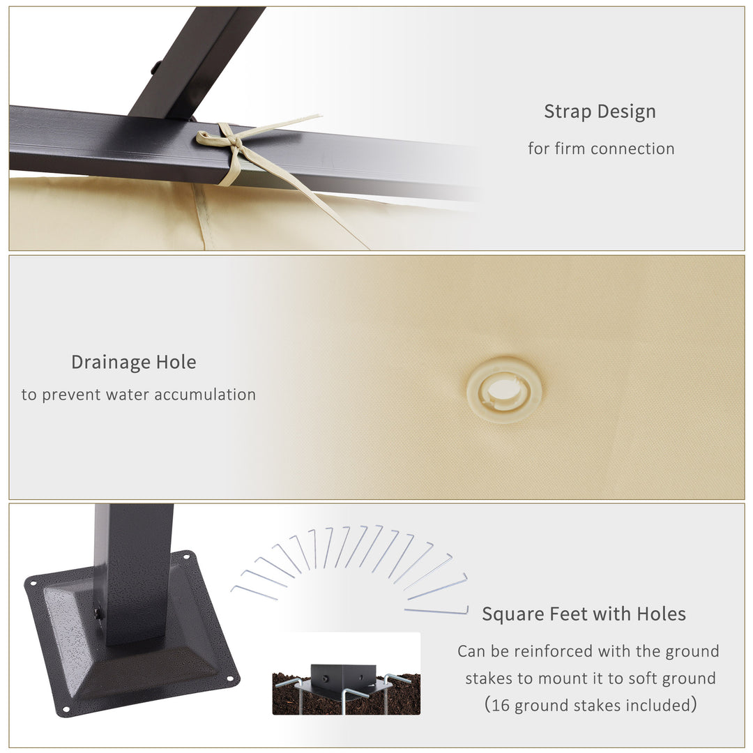 MCL 3 x 3(m) Metal Pergola with Retractable Roof, Garden Gazebo Metal Pergola Canopy. Outdoor Sun Shade Shelter for Party BBQ, Beige