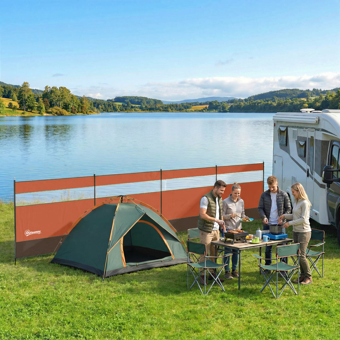 Camping Windbreaker with Clear Windows, Carry Bag and Steel Poles, for