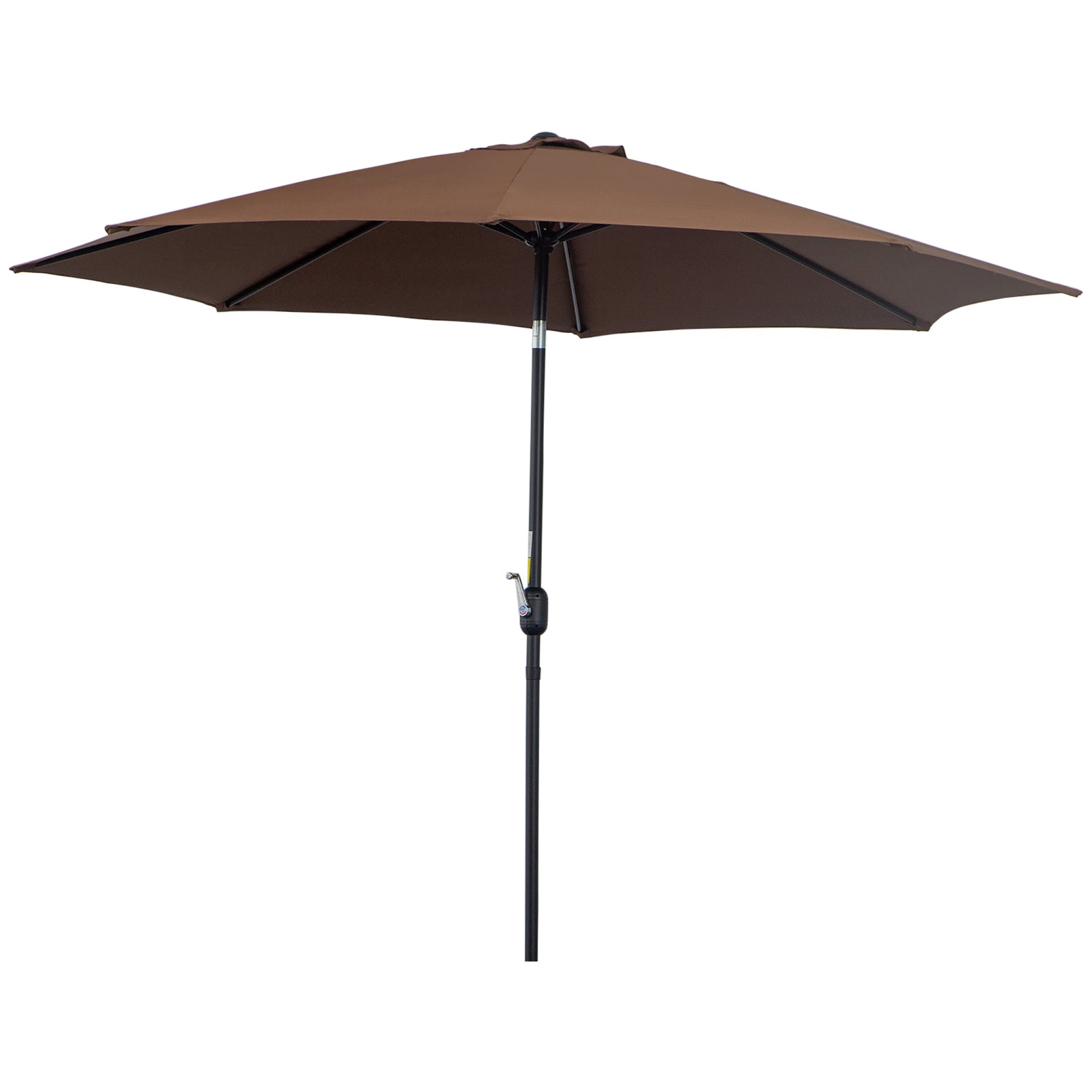 3(m) Tilting Parasol Garden Umbrellas, Outdoor Sun Shade with 8 Ribs, Tilt and Crank Handle for Balcony, Bench, Garden, Coffee