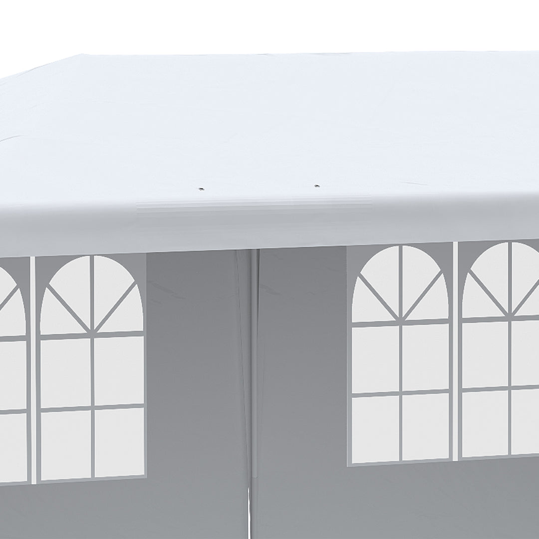 Outsunny 6 x 3 m Party Tent Gazebo Marquee Outdoor Patio Canopy Shelter with Windows and Side Panels White