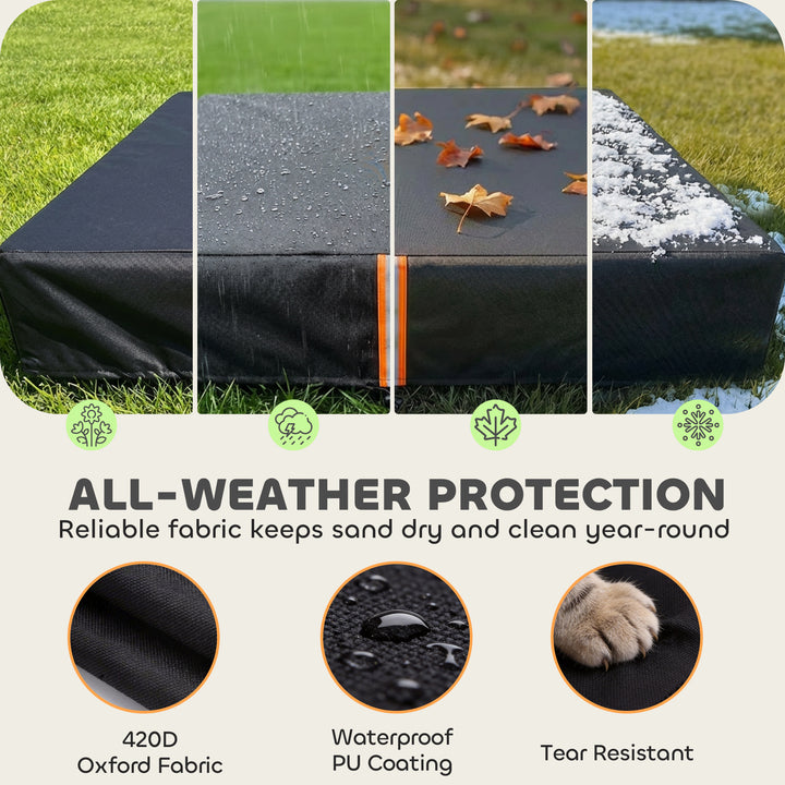 Sandbox Cover, Square Sandpit Cover Waterproof Dustproof UV Protection