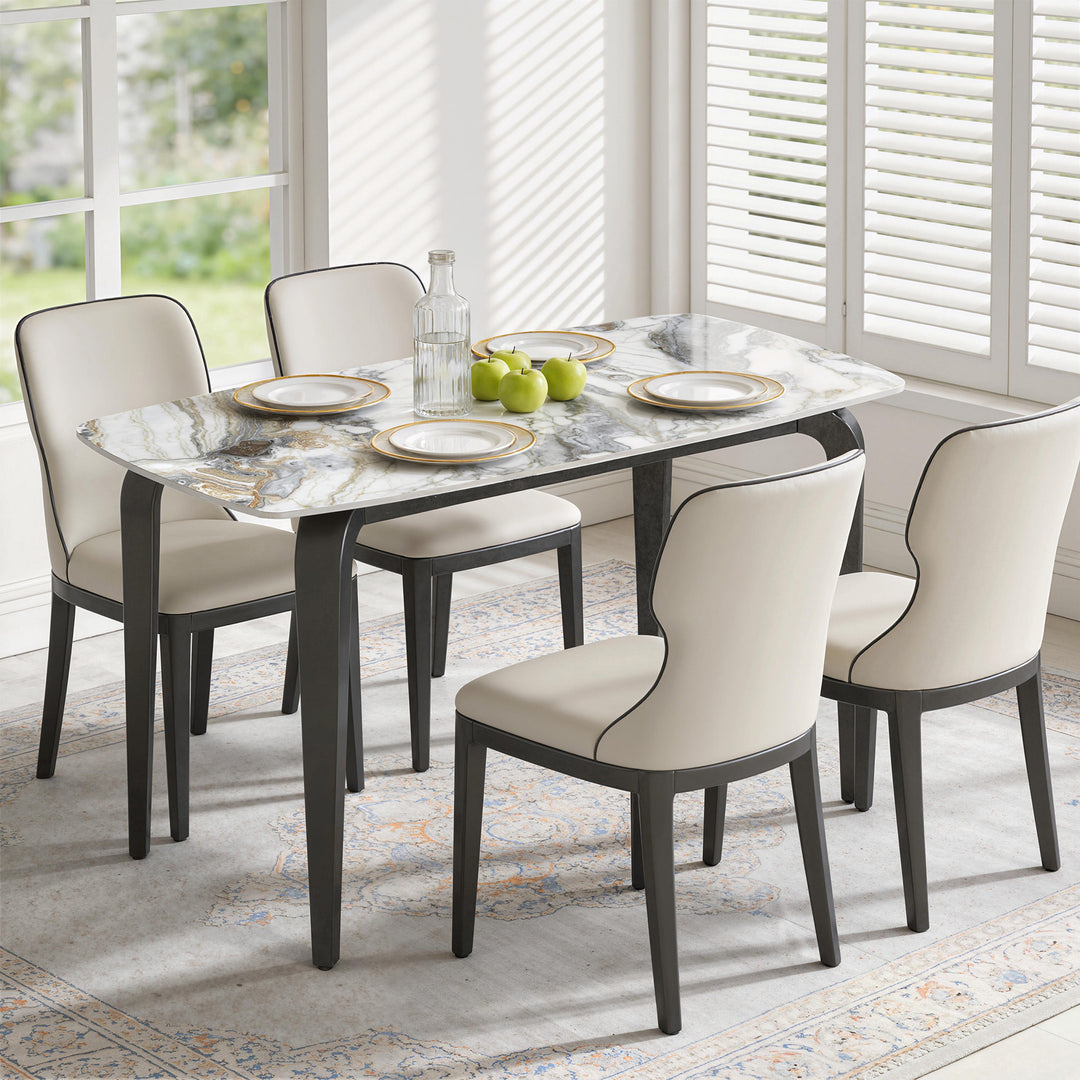 Dining Table for 4, Modern Kitchen Table with Sintered Stone Tabletop,