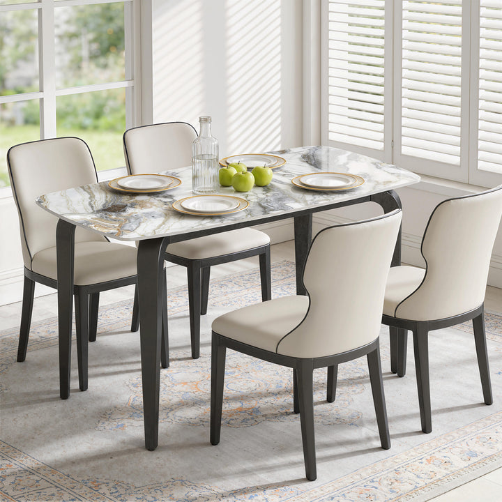 Dining Table for 4, Modern Kitchen Table with Sintered Stone Tabletop,