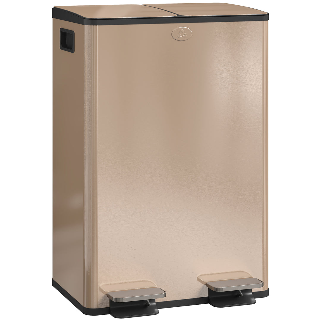 56L Dual Compartment Stainless Steel Bin, with Deodoriser Holders - Go