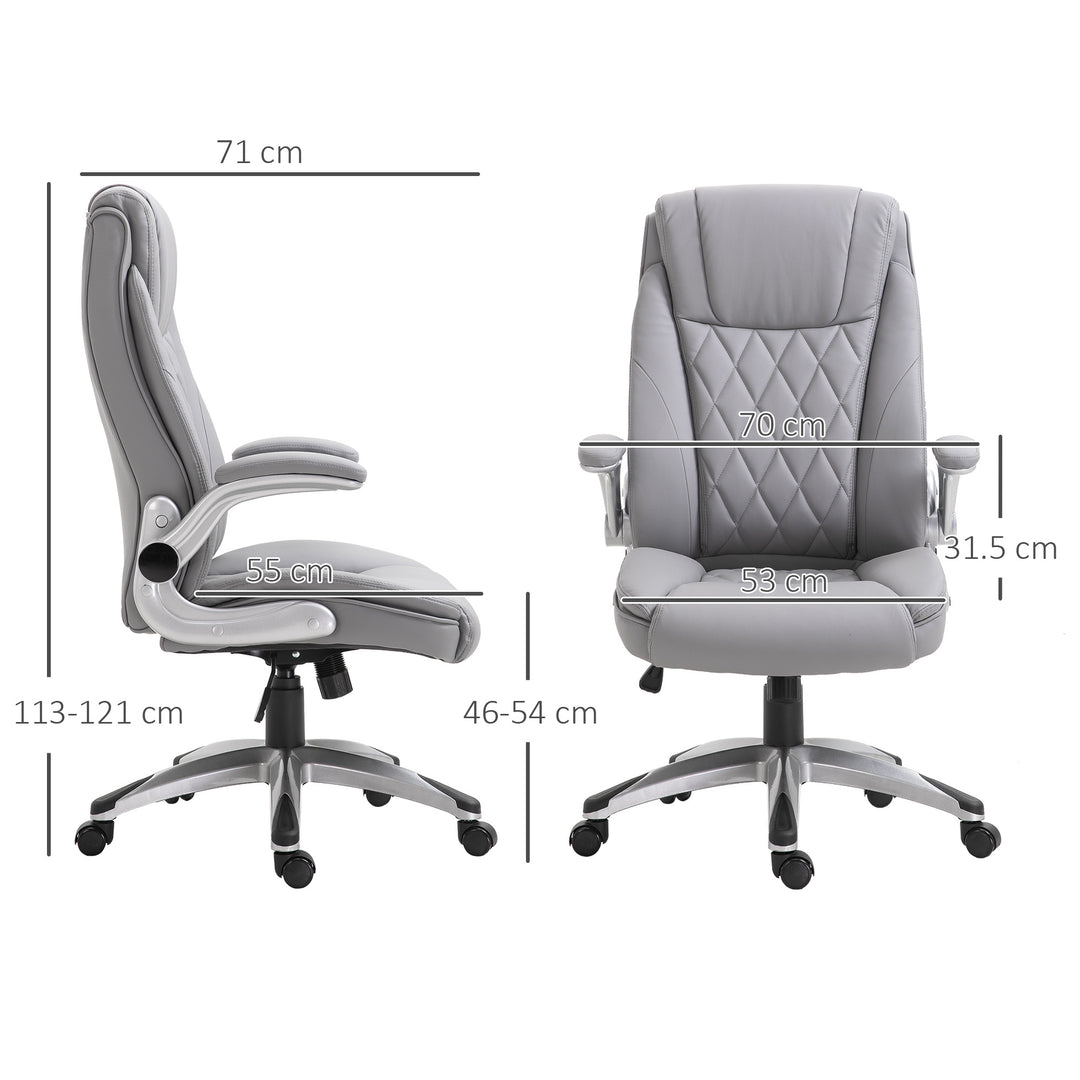 Faux Leather Executive Swivel Office Chair - Grey