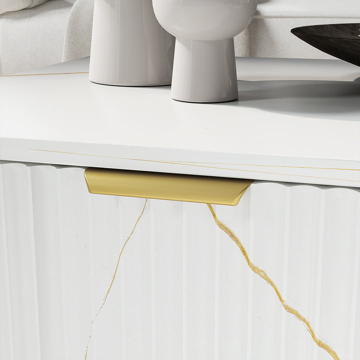 Elegant Marble Effect Storage Coffee Table - White