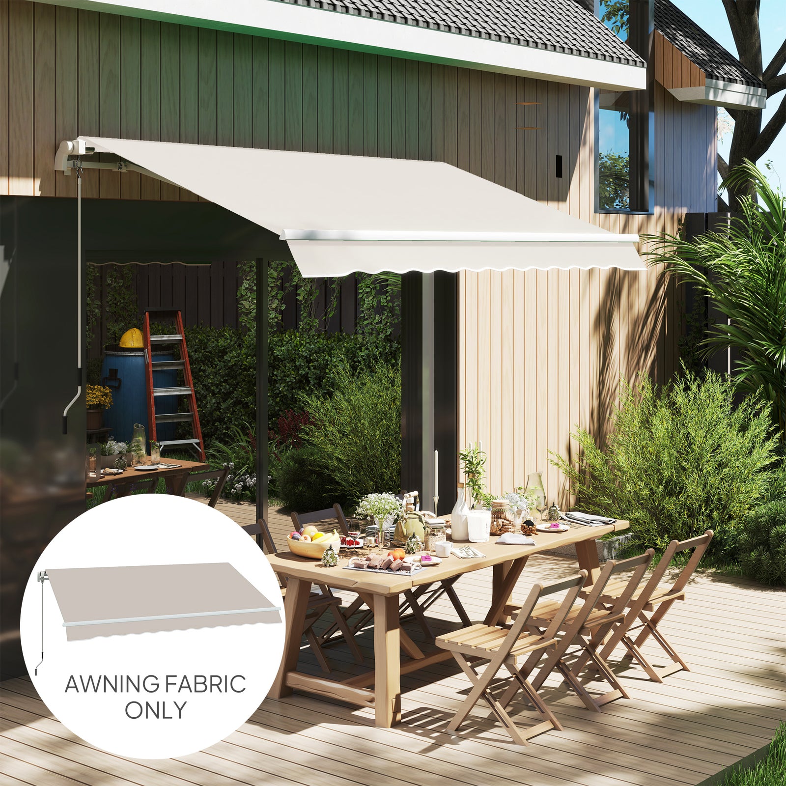 Awning Replacement Canopy, Water Resistant UPF 50+ Sun Shade Cover for 3 x 2.5 m Garden Awning (Fabric Only), Cream White