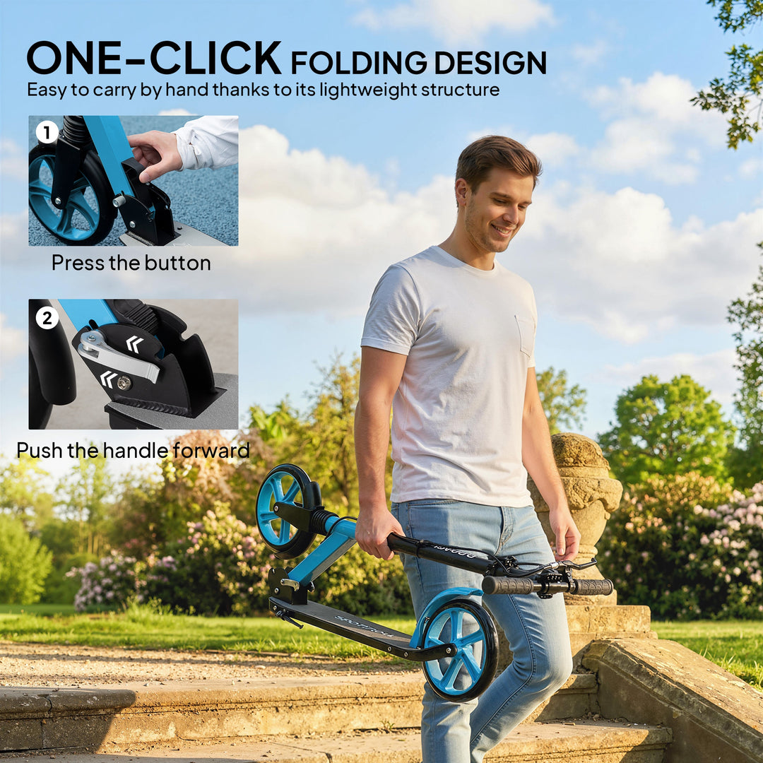 One-click Folding Kick Scooter for 14+ w/ Adjustable Handlebar, Push S