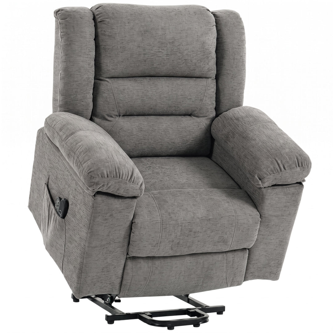 Oversized Riser Recliner Chair with Massage and Heat, Power Lift - Grey