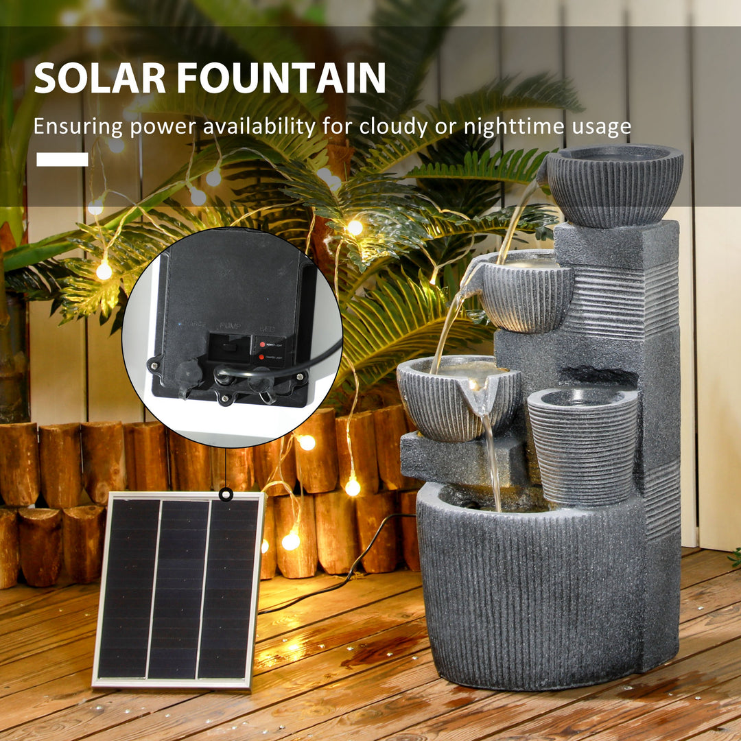 Solar Powered Outdoor Water Fountain - Dark Grey