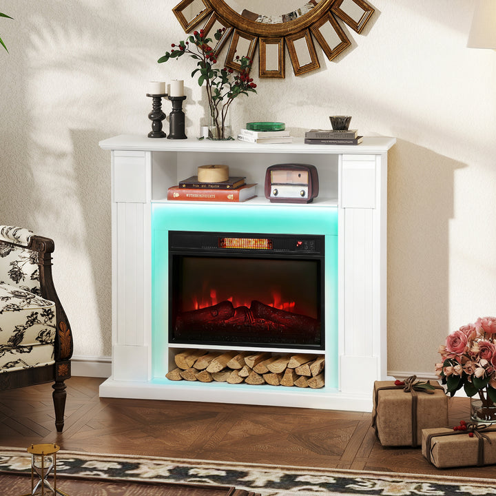 MCL 6142 BTU Fireplace and LED Mantel, 17-27°C - White