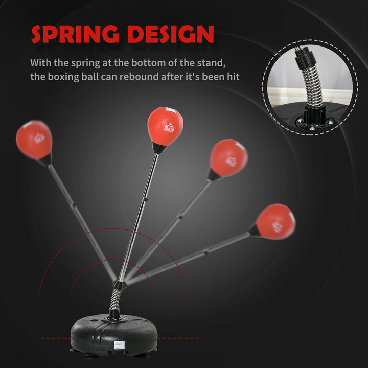 Punching Bag with Stand, 132-158cm Adjustable Height, for Teens, Red/Black
