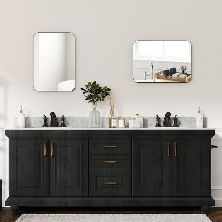 70 x 50cm Curved Bathroom Mirror - Black