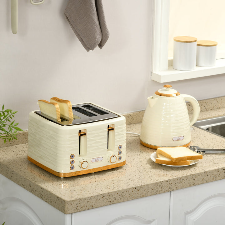 3000W 1.7L Rapid Boil Kettle &amp; 4 Slice Toaster, Kettle and Toaster Set with 7 Browning Controls and Crumb Tray