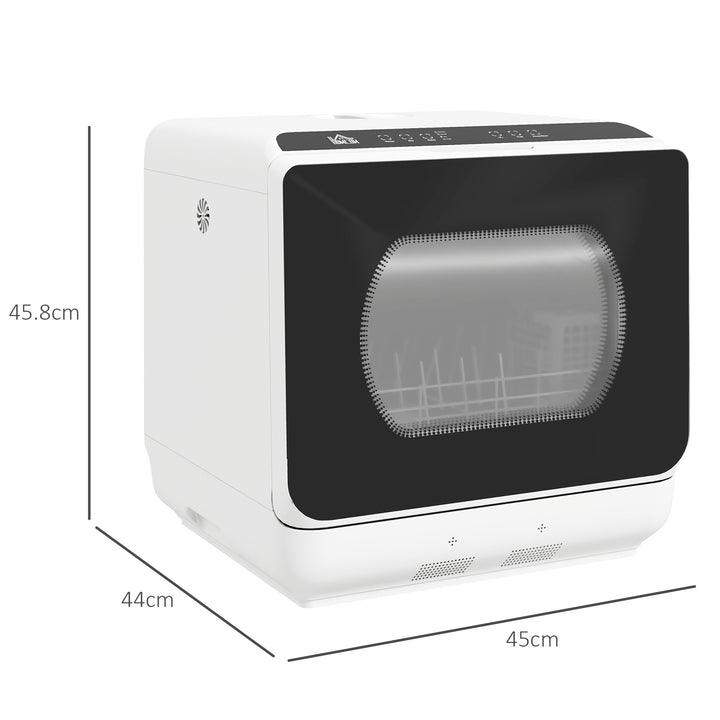 Table Top Dishwasher with Built-in 6L Water Tank, Mini Countertop Dishwasher with 6 Programs, 4 Place Settings, Black