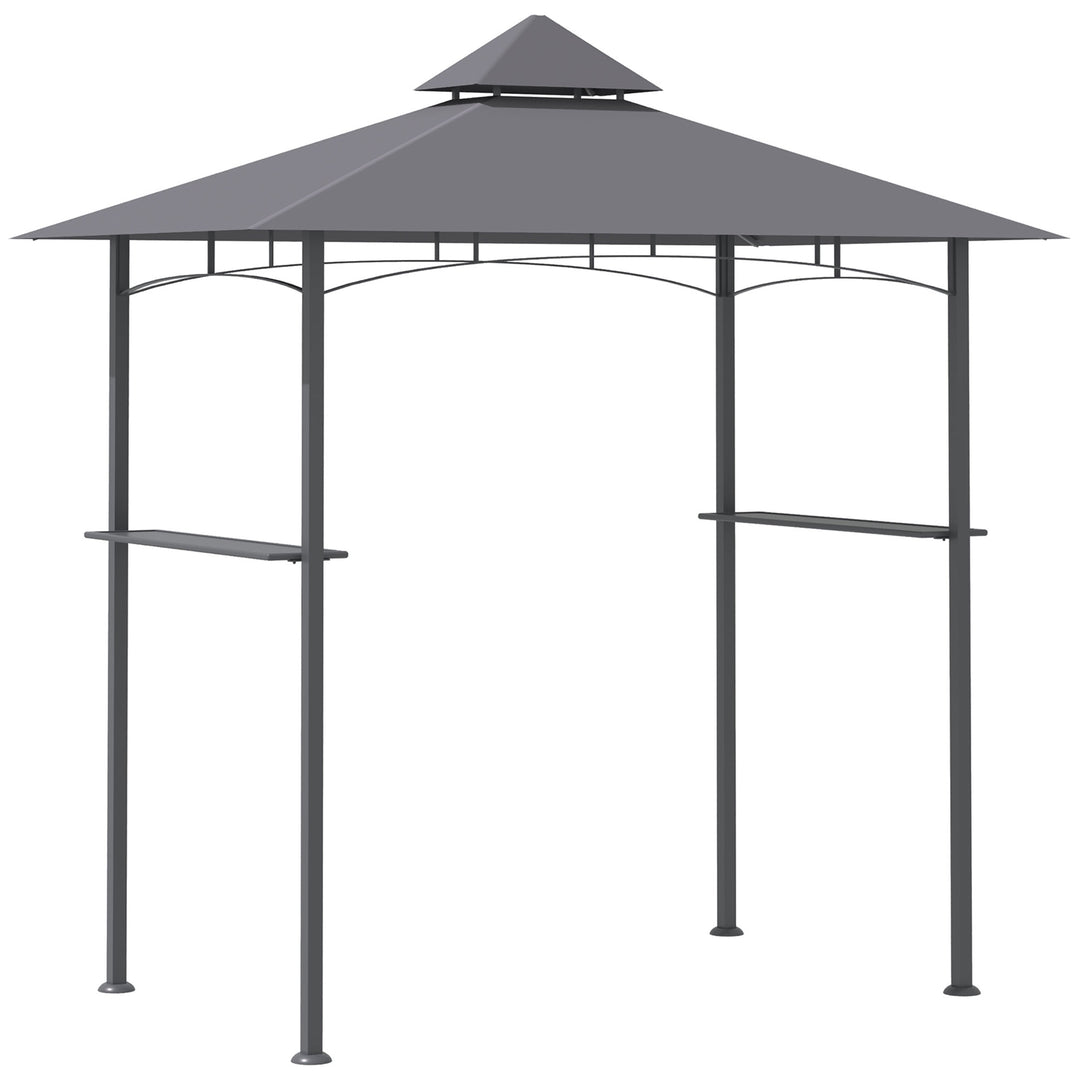 MCL 2.5M (8ft) New Double-Tier BBQ Gazebo Grill Canopy Barbecue Tent Shelter Patio Deck Cover - Grey