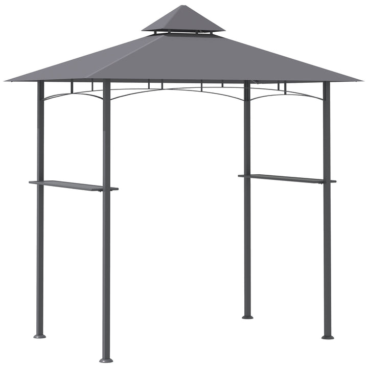 MCL 2.5M (8ft) New Double-Tier BBQ Gazebo Grill Canopy Barbecue Tent Shelter Patio Deck Cover - Grey